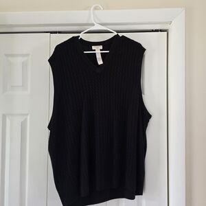 Dockers Black V-Neck Cable Knit Sweater Vest